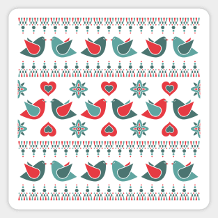 Birds and Hearts Pattern Sticker